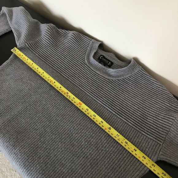Nanette Lepore Ribbed Crop Sweater | Grey Crewneck Sweater - Picture 8 of 9